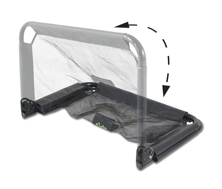 Zwei EXIT Mini-Fußballtore »Pico« mit Netz, die zusammengeklappt werden.