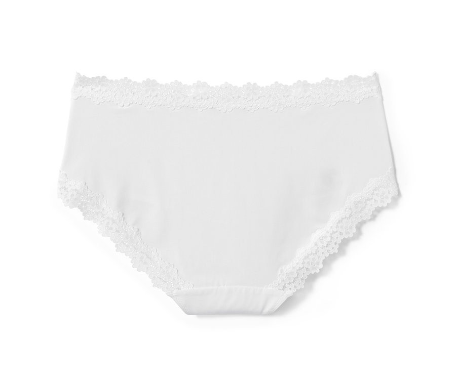 Zwei weiße Pantys mit Spitze.