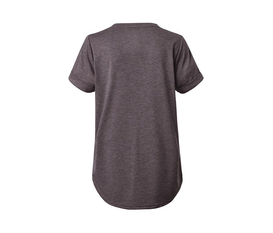 Graues Longshirt mit kurzen Ärmeln.