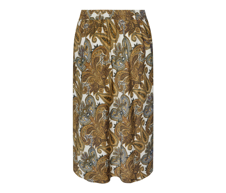 Midirock mit braunem Paisley-Print.