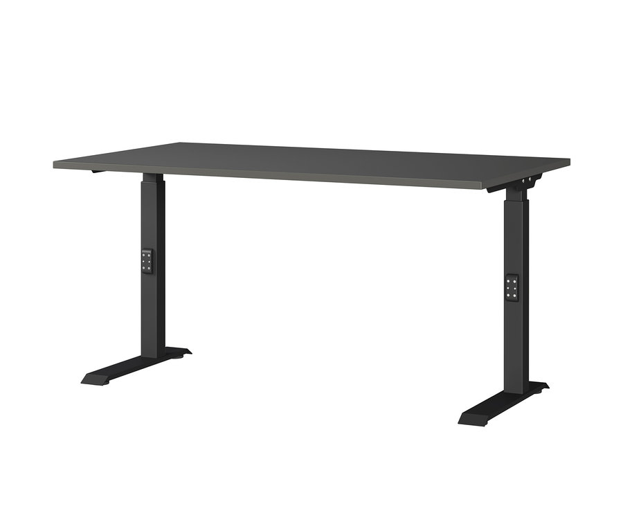 Graphitfarbener, mechanisch höhenverstellbarer Schreibtisch »Kopenhagen«.