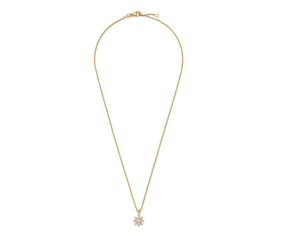 585 Gold-Kette mit 22 Brillanten, Stern.