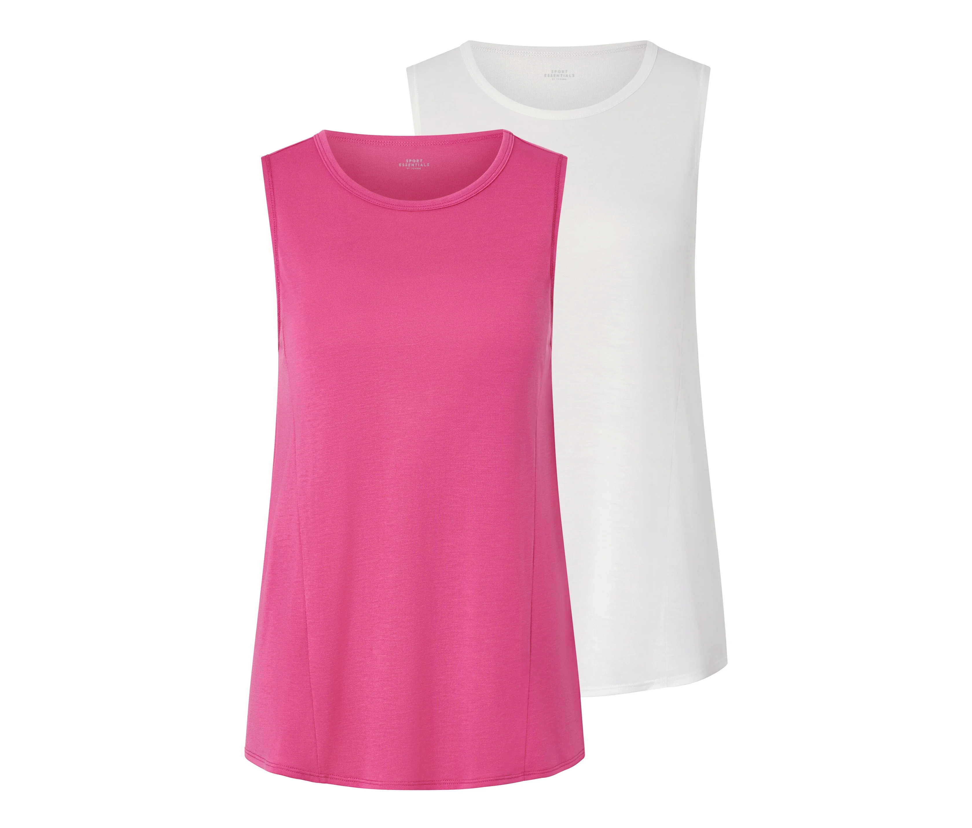 SP Sport günstig Kaufen-Tchibo - 2 Sport-Tops - Damen - Gr. L - pink. Tchibo - 2 Sport-Tops - Damen - Gr. L - pink <![CDATA[2 Sport-Tops, fuchsia und weiß Farbe: 1x fuchsia, 1x weiß Material: 65% Polyester (recycelt), 35% Viskose (LENZING™ ECOVERO™) Maße: Gesamtlänge ca. 66 cm (