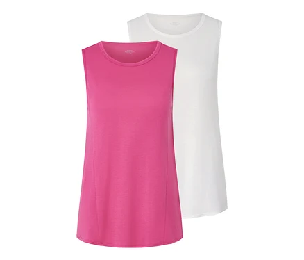 Zwei Sport-Tops, eins fuchsia und eins weiß.