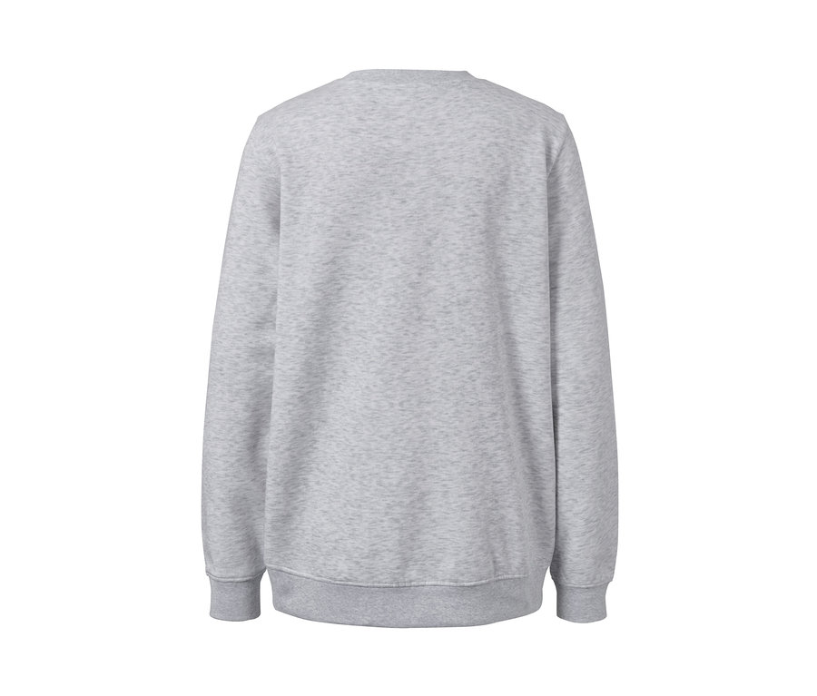 Rückansicht eines grauen Sweatshirts.