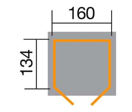 Diagramm der Abmessungen 160 x 134.