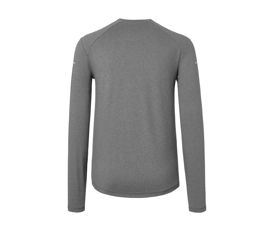 Rückansicht des anthrazit melierten Langarm-Funktionsshirts.