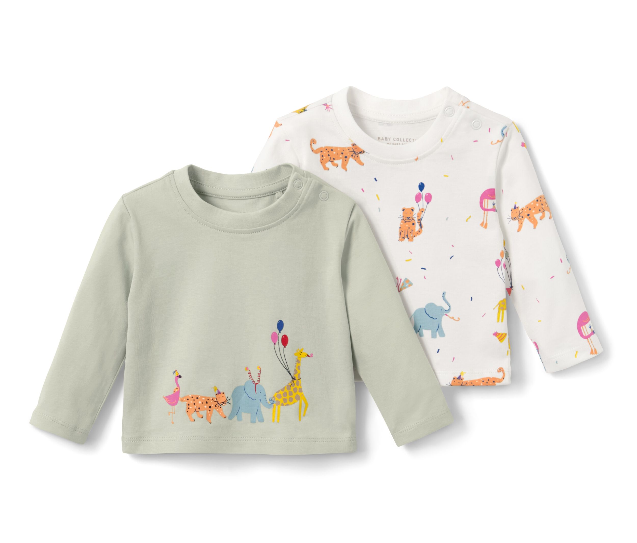 Tchibo - 2 Baby-Langarmshirts - Herren - Gr. 98/104 - mintgrün/print