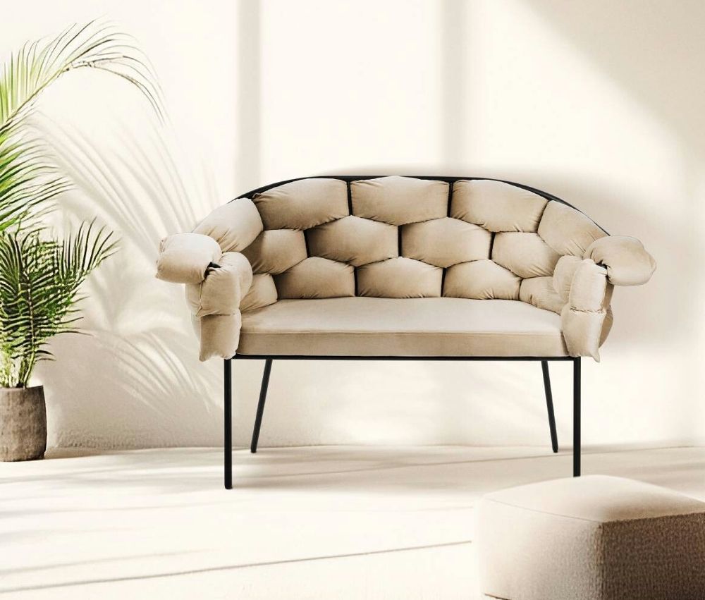 Thumbnail - Eglo 2er-Sofa »Manambolosy« - 130x80x65cm - schwarz - Polyester / Schaumstoff / Metall