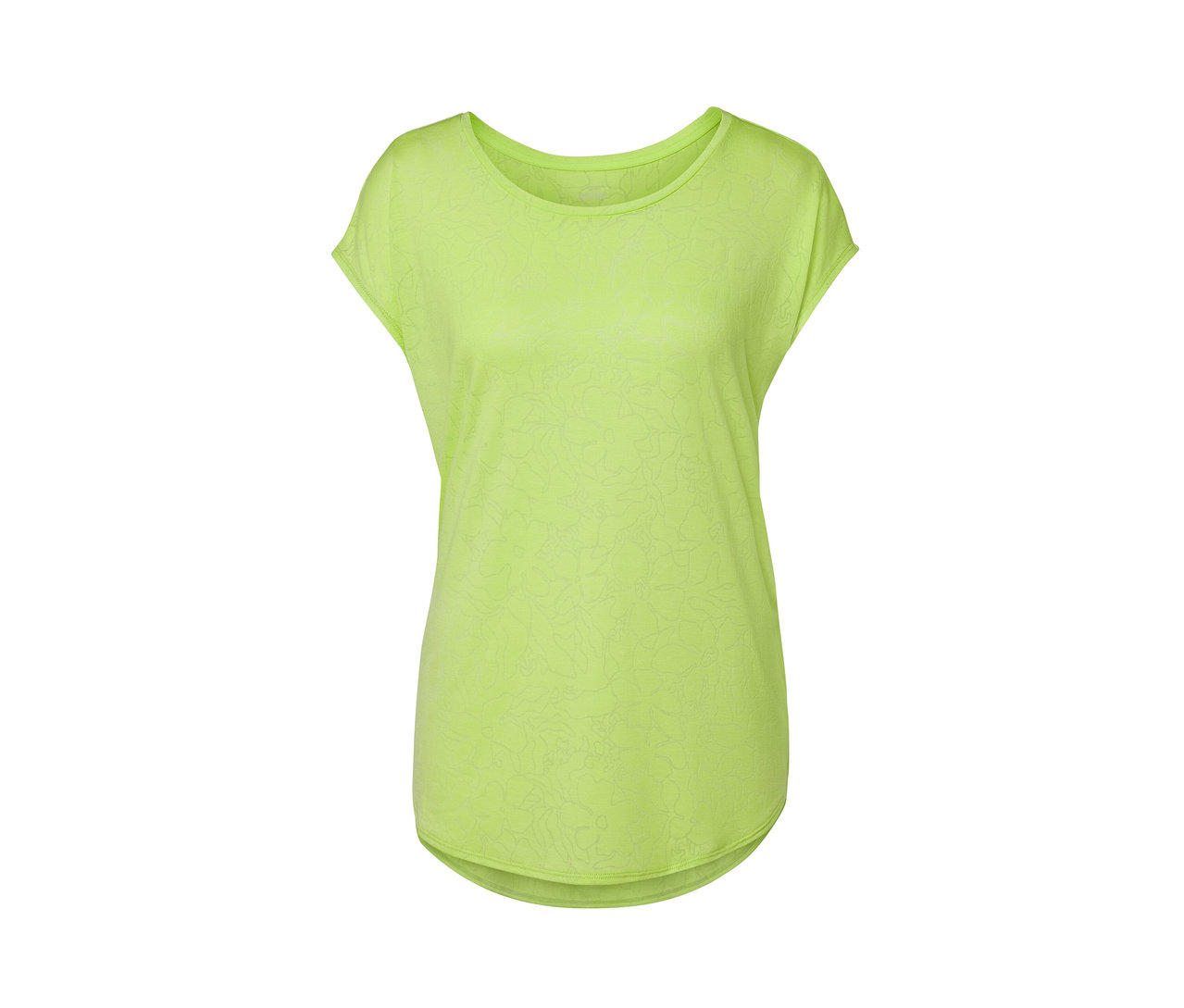 Ein limefarbenes Sportshirt mit kurzen Ärmeln.