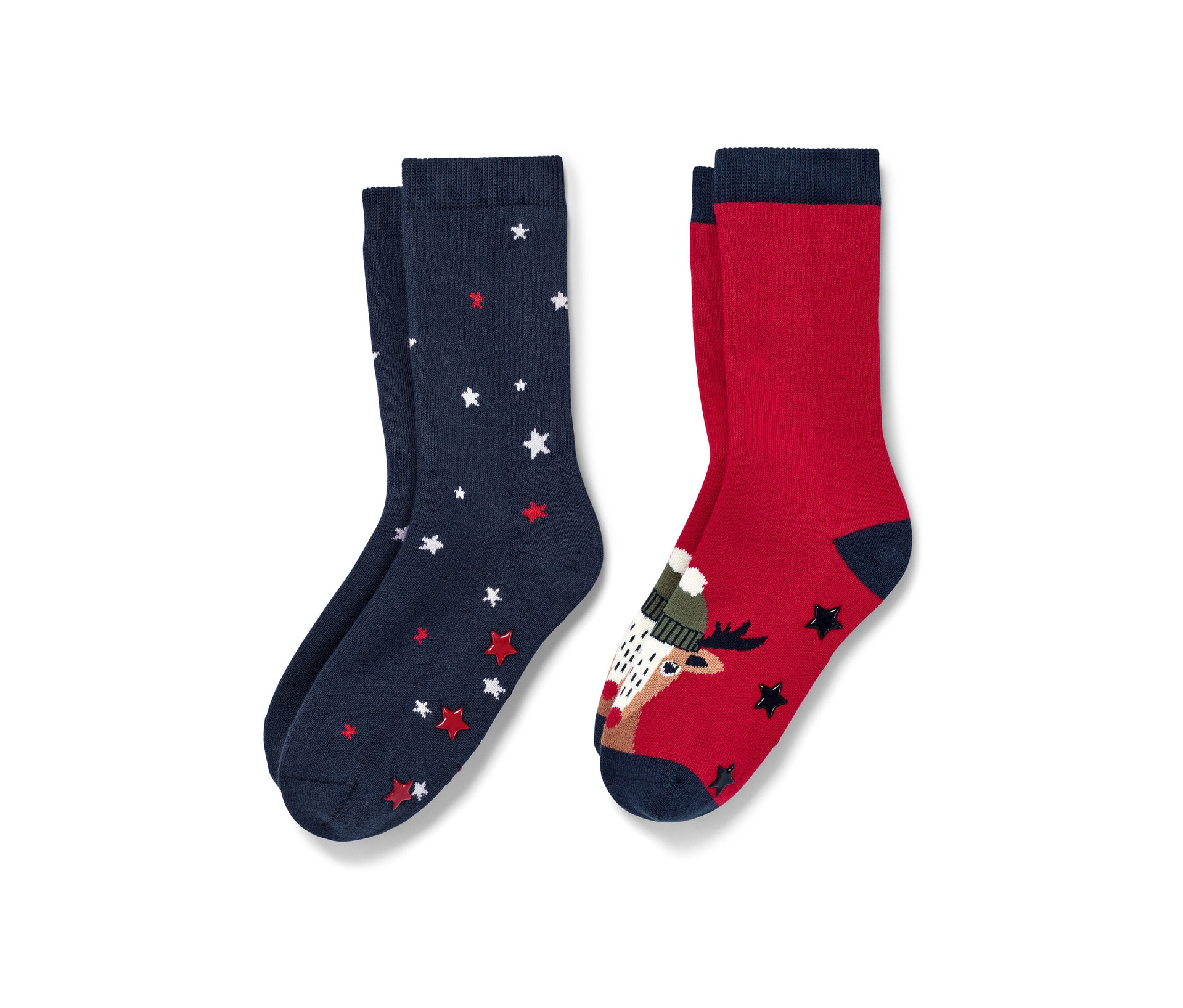 Tchibo - 2 Paar Rentier Keinkind-Antirutsch-Socken - Gr. 19-22 - dunkelblau/jacquard