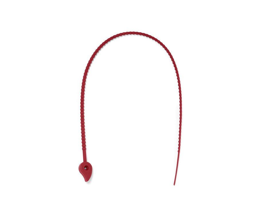 Rotes 6 Silikonbänder auf weißem Hintergrund.