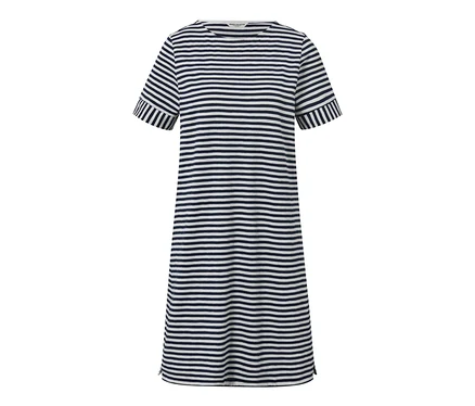 Gestreiftes Jerseykleid mit kurzen Ärmeln.
