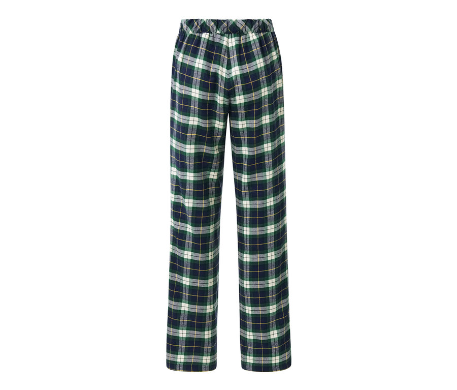 Grüne Flanell-Relaxhose mit Karomuster.