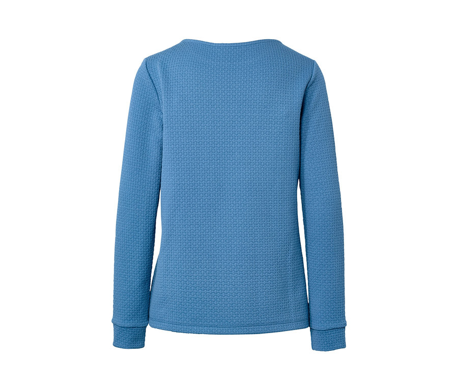 Blaues, strukturiertes Sweatshirt.