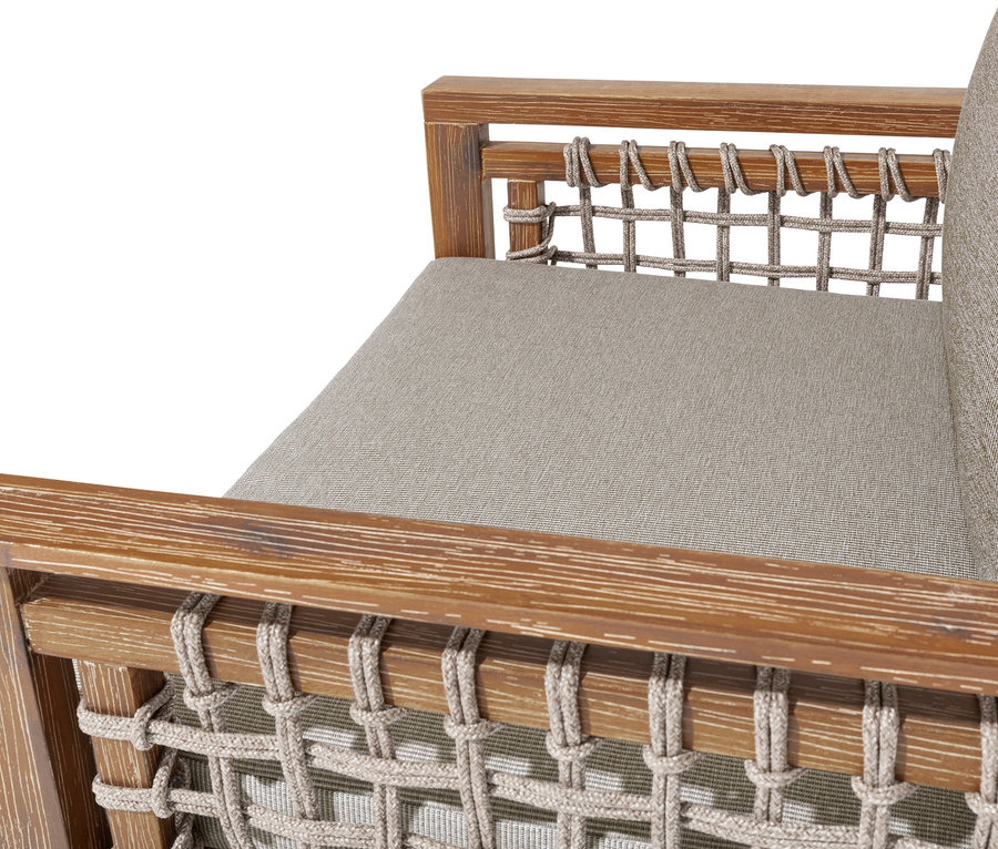 Detailaufnahme eines Lounge-Sets mit Textilgeflecht.