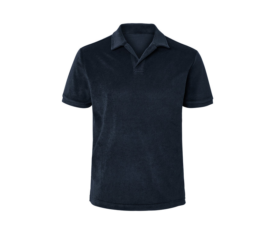 Navy Frottee-Poloshirt.