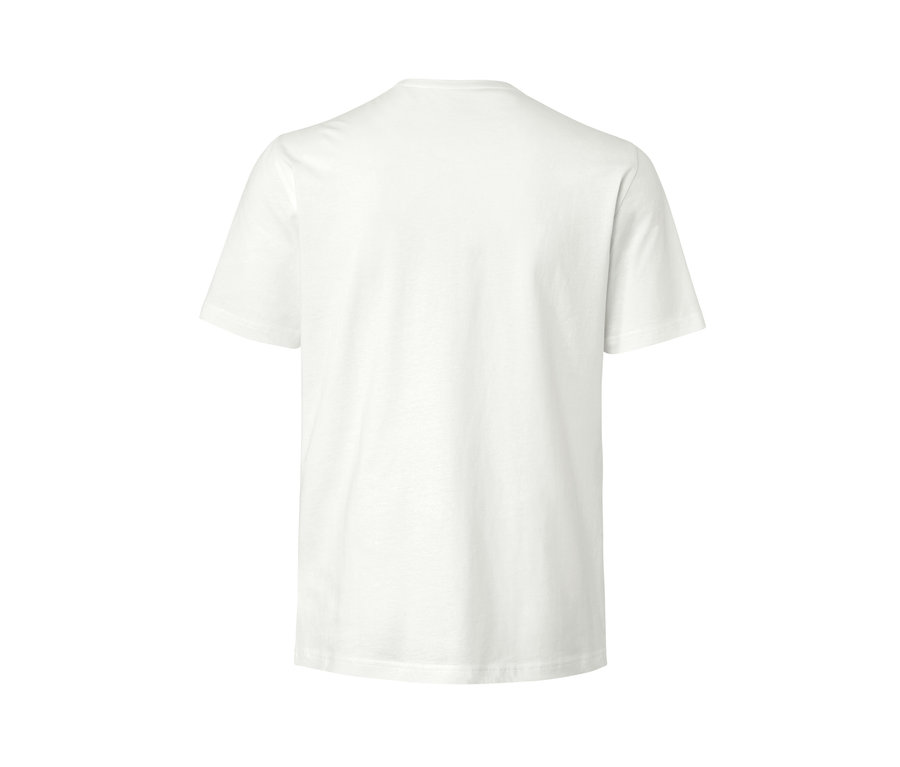 Rückansicht eines weißen T-Shirts »Mustang«.