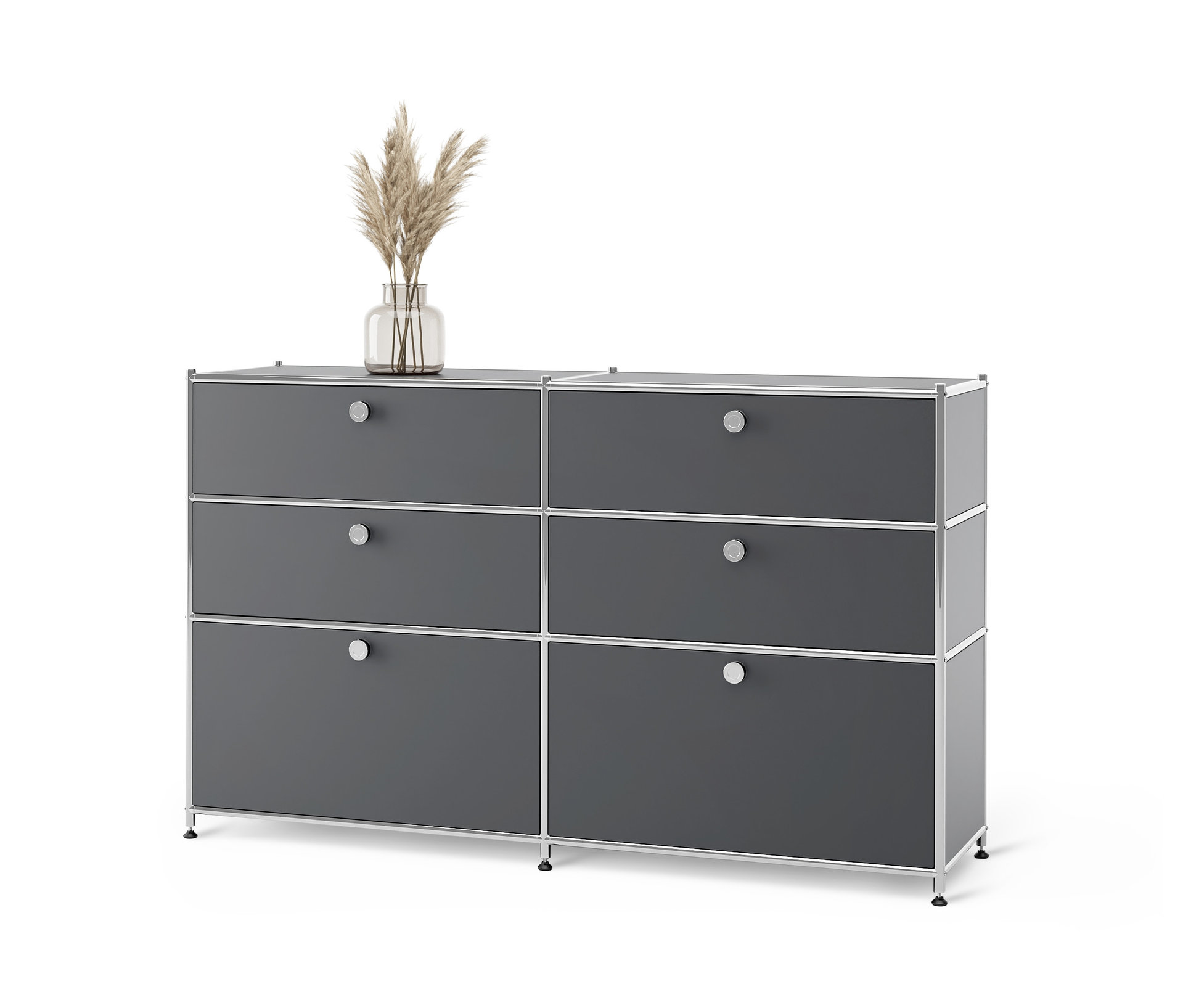 Tchibo - Kommode Metall »Cn3« mit 6 Schubladen - 152x40x84,5cm - chrom -