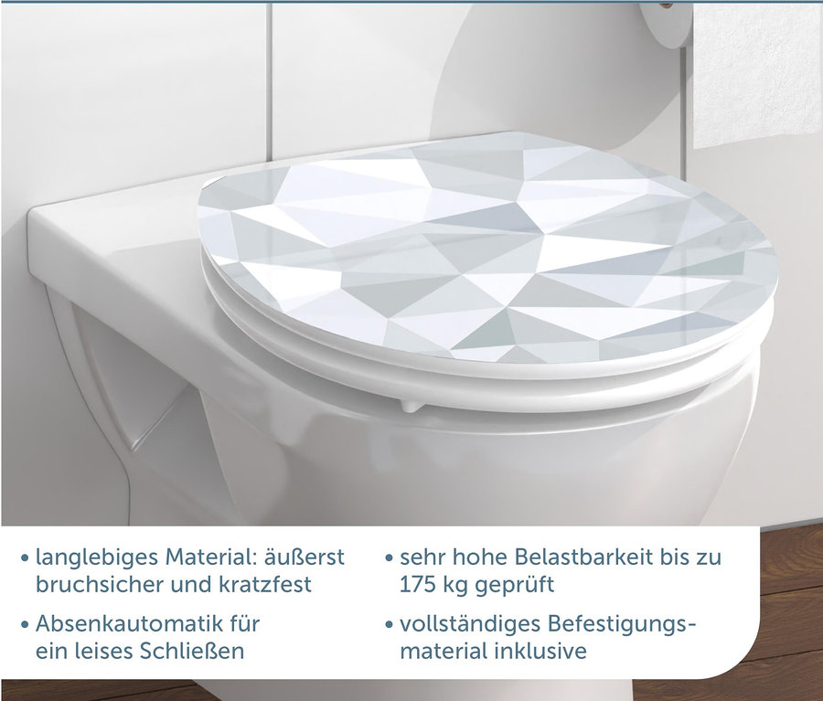 WC-Becken mit MDF WC-Sitz, High Gloss Geo.