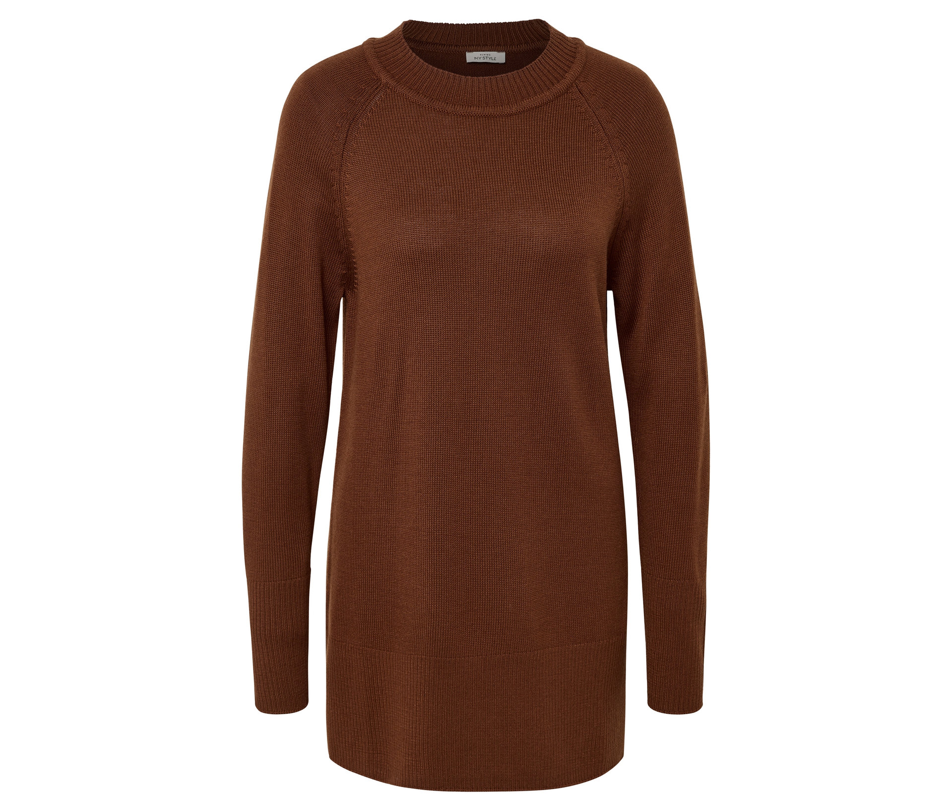 Langer Strickpullover - Damen - Gr. L - cognac - cognac