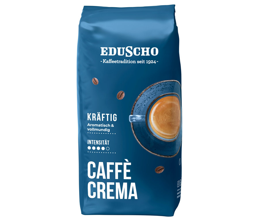 Blaue Packung Eduscho Caffè Crema Probierset.
