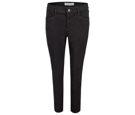 Schwarze Jeans mit elastischem Bund.