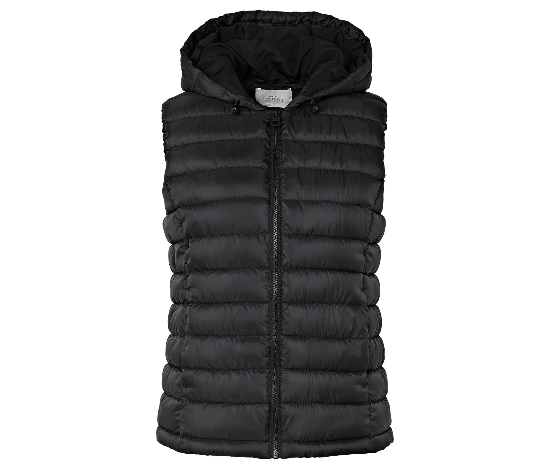Steppweste mit Kapuze - Damen - Gr. 42 - schwarz - schwarz