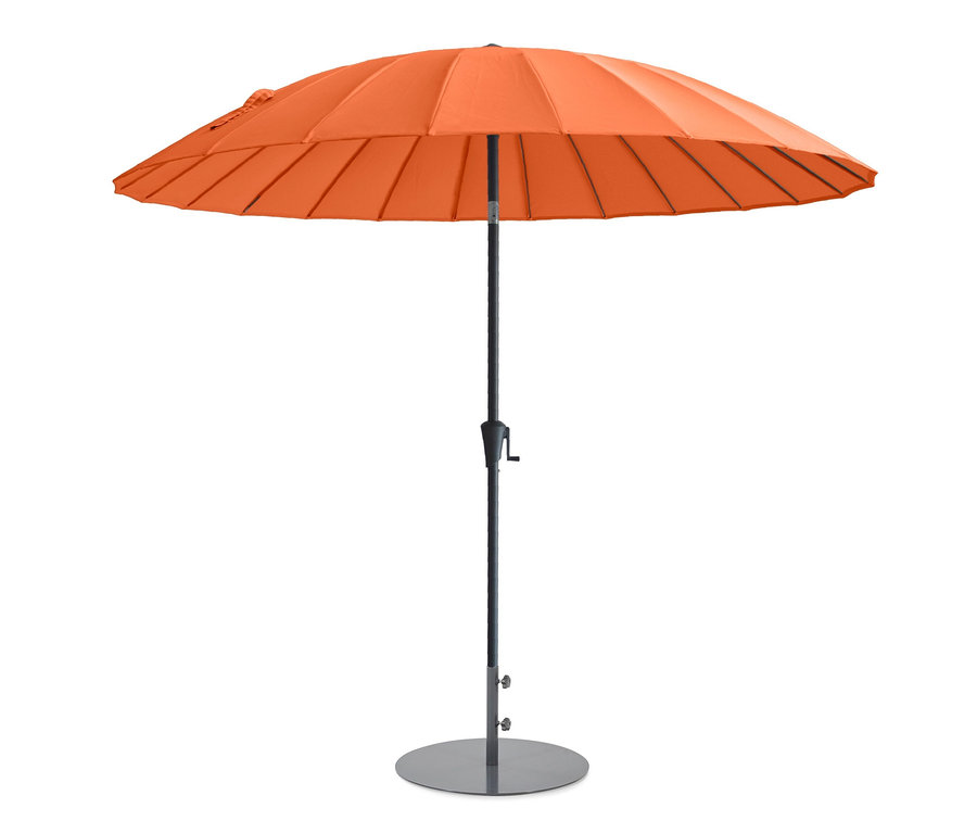 Ein oranger Leco Shanghai Sonnenschirm mit einem Durchmesser von 270 cm.