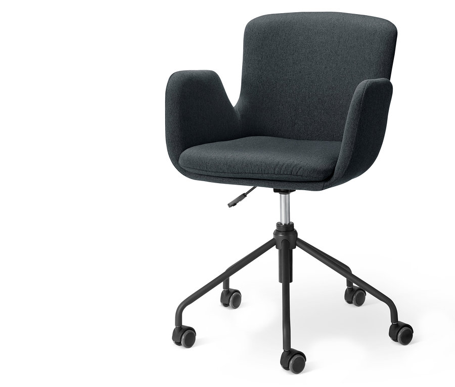 Anthrazitfarbener Schreibtischstuhl.