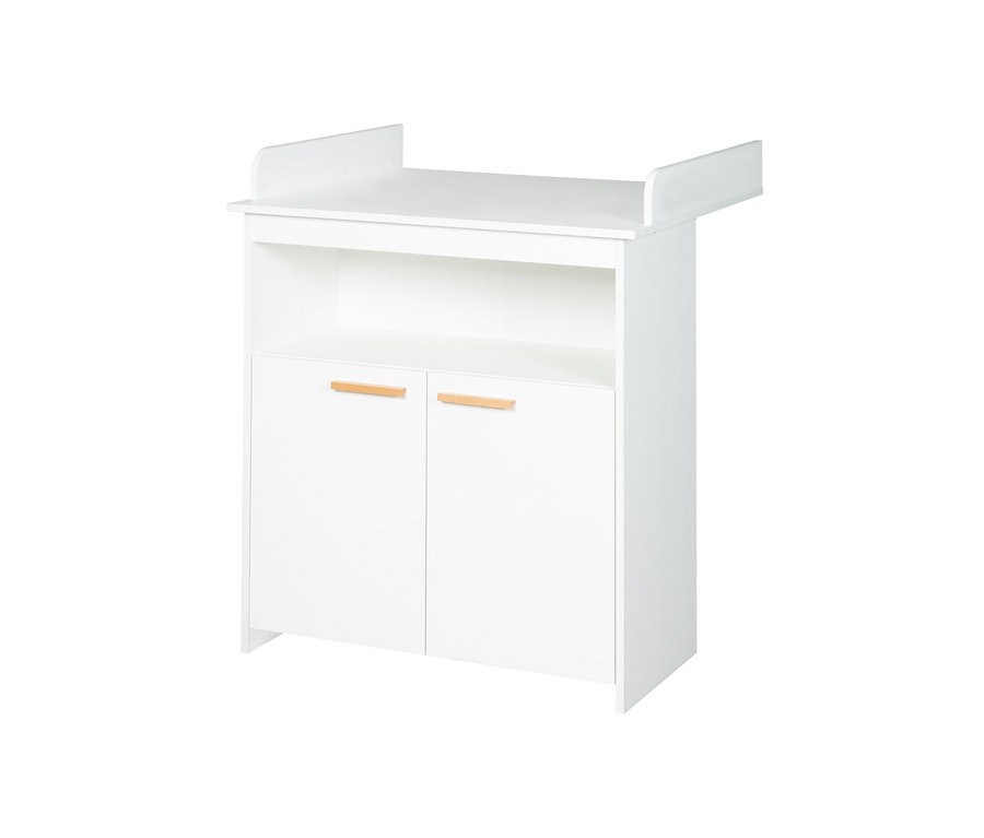 Weiße roba Wickelkommode »Anton« mit Holzgriffen.