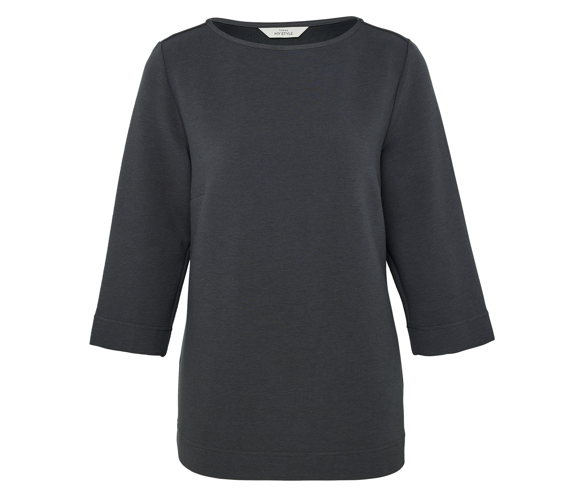 Strukturiertes Shirt - Damen - Gr. S - anthrazit - anthrazit
