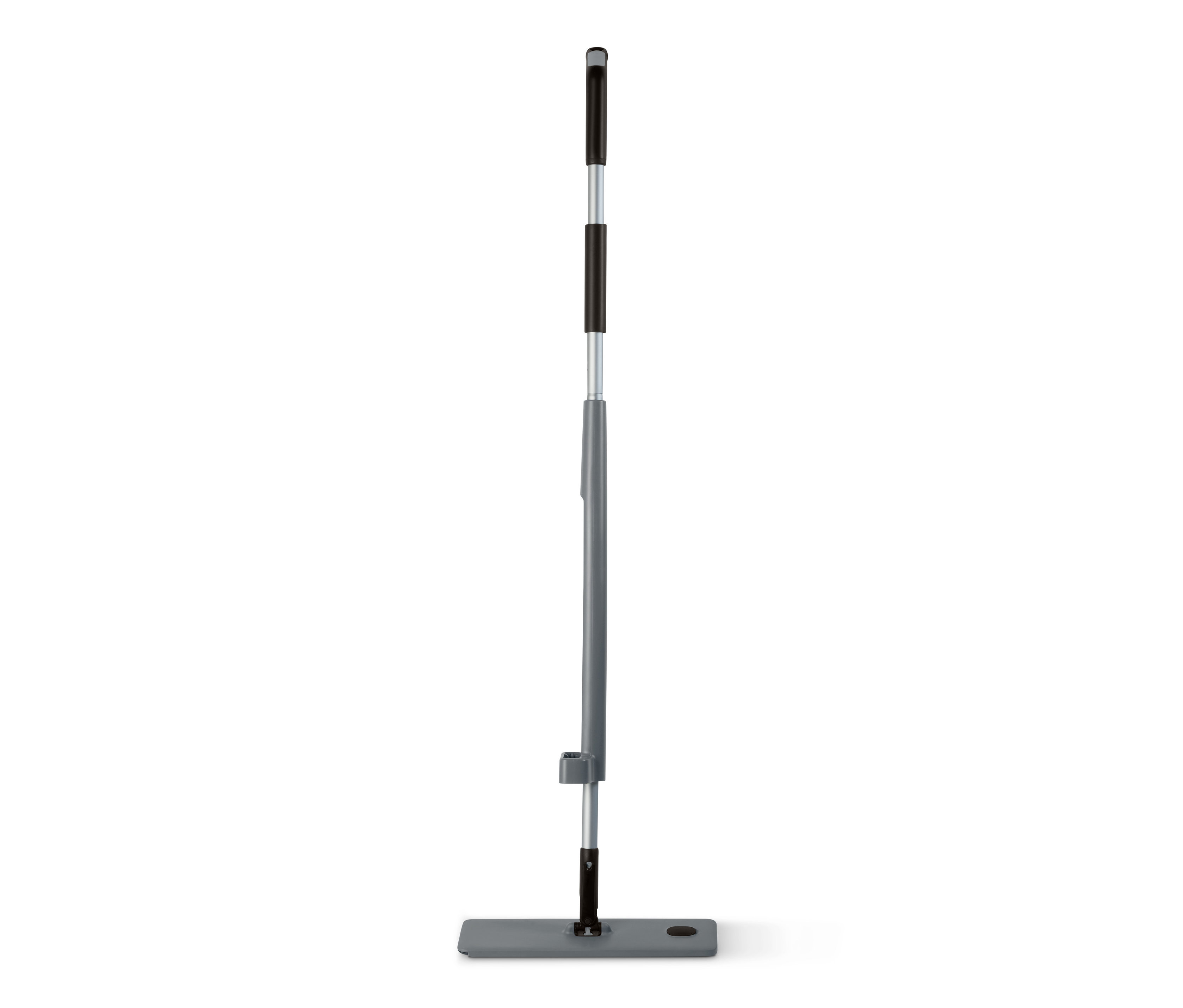 Grauer Bodenwischer mit Sprühfunktion.