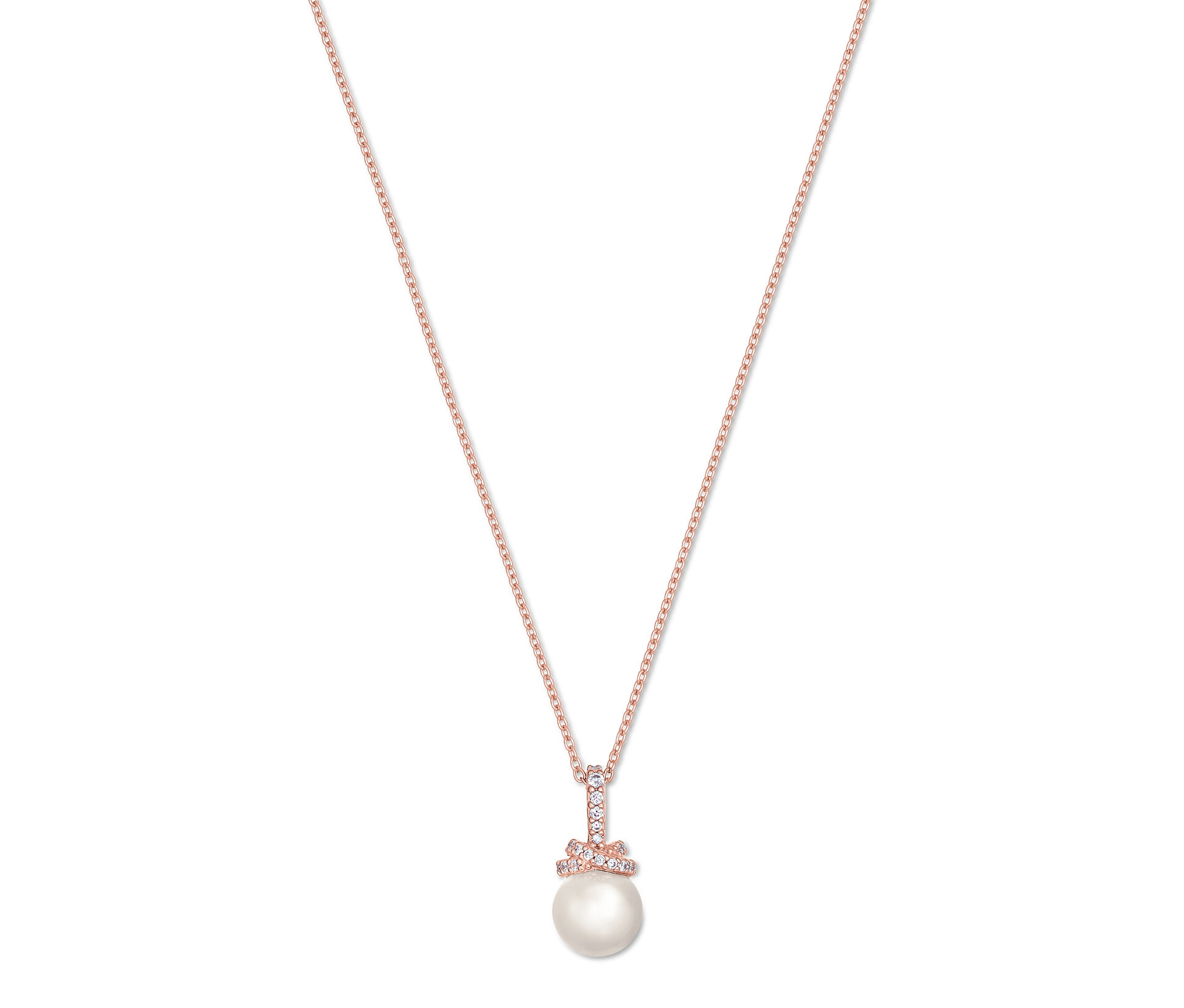 Silber Kette rosévergoldet mit Muschelkernperle - weiß - weiß