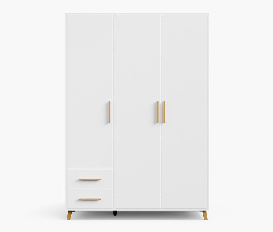 Weißer rauch Drehtürenschrank »Shinjo«, 3-türig, mit 2 Schubladen.