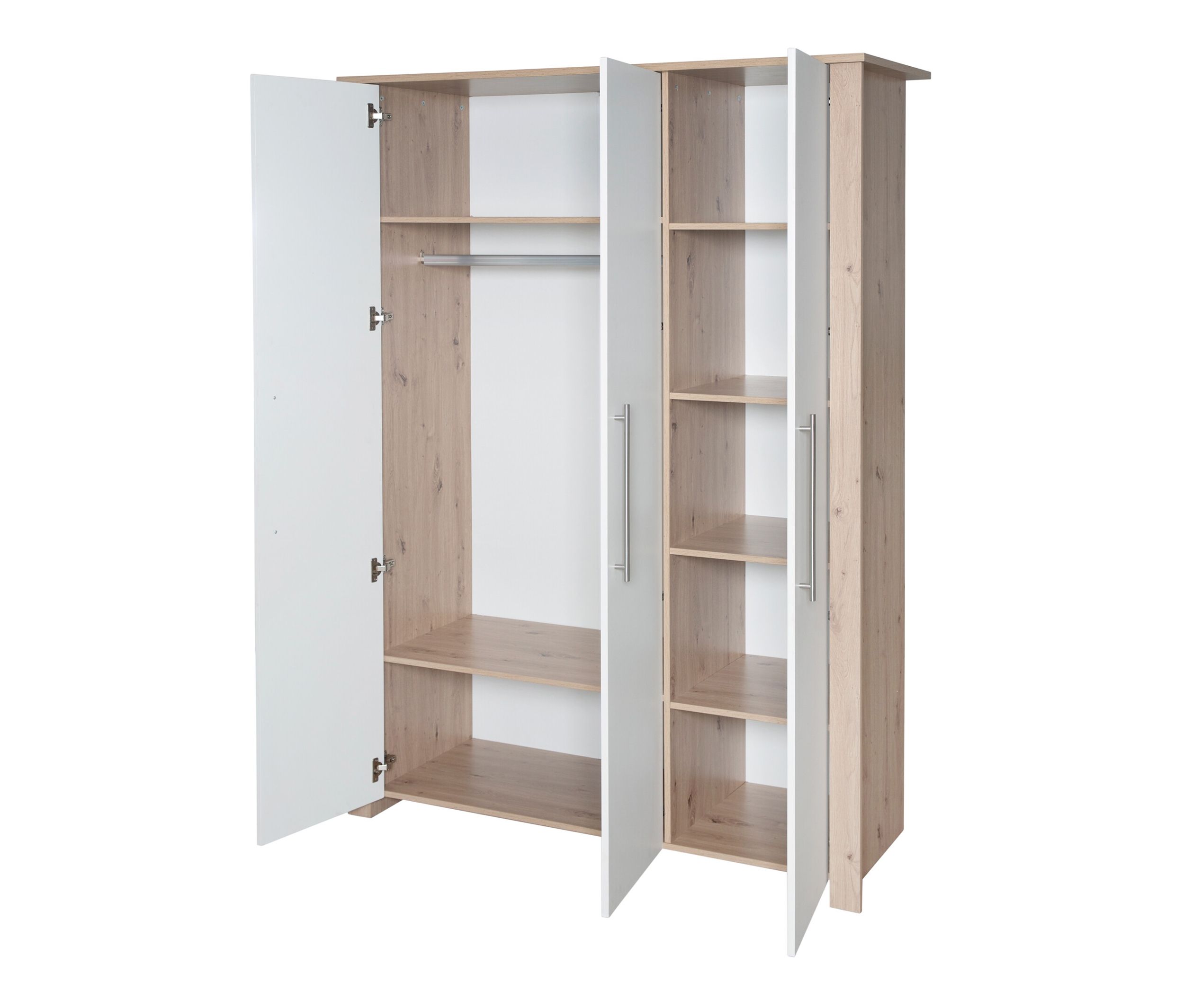 Thumbnail - roba 3-türiger Kleiderschrank »Malo« - 135x52,5x190cm - weiß - Holz / Metall / Holz