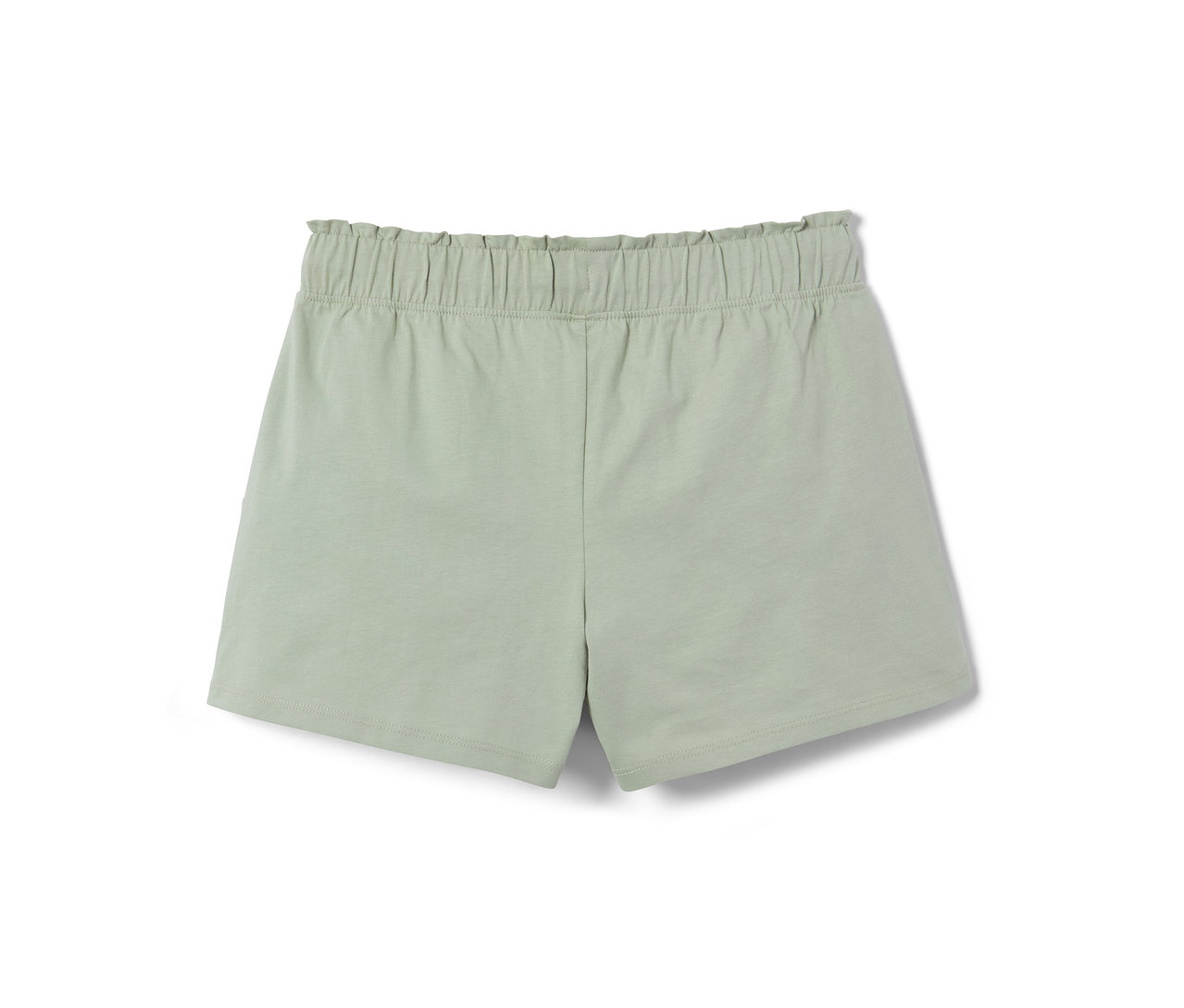 Ein Paar grüne Shorts mit Gummibund.