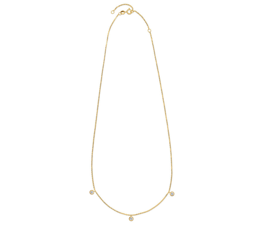 Goldene Halskette mit drei Diamanten.