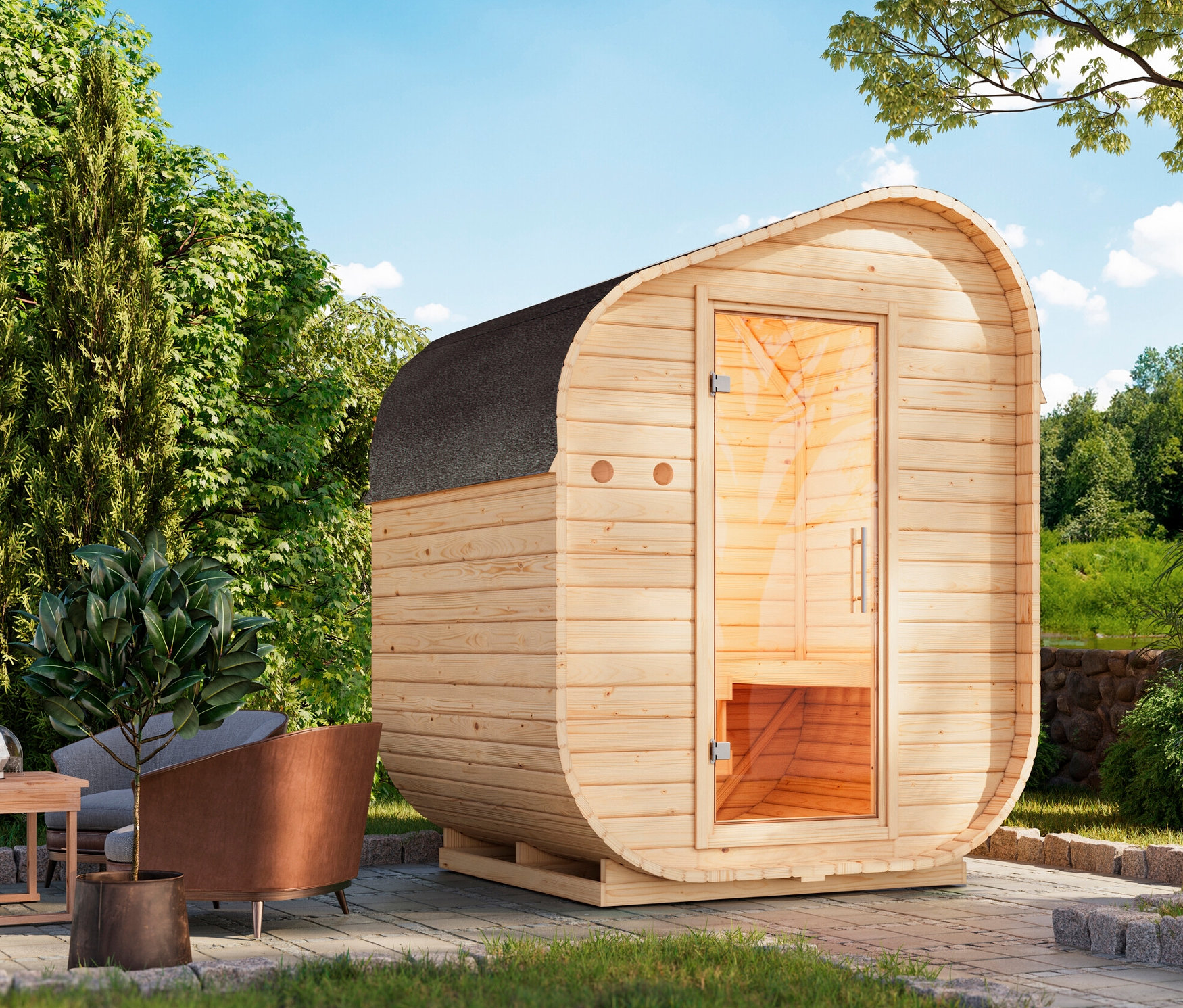 Thumbnail - Karibu Würfelsaunahaus 1, asymmetrisch