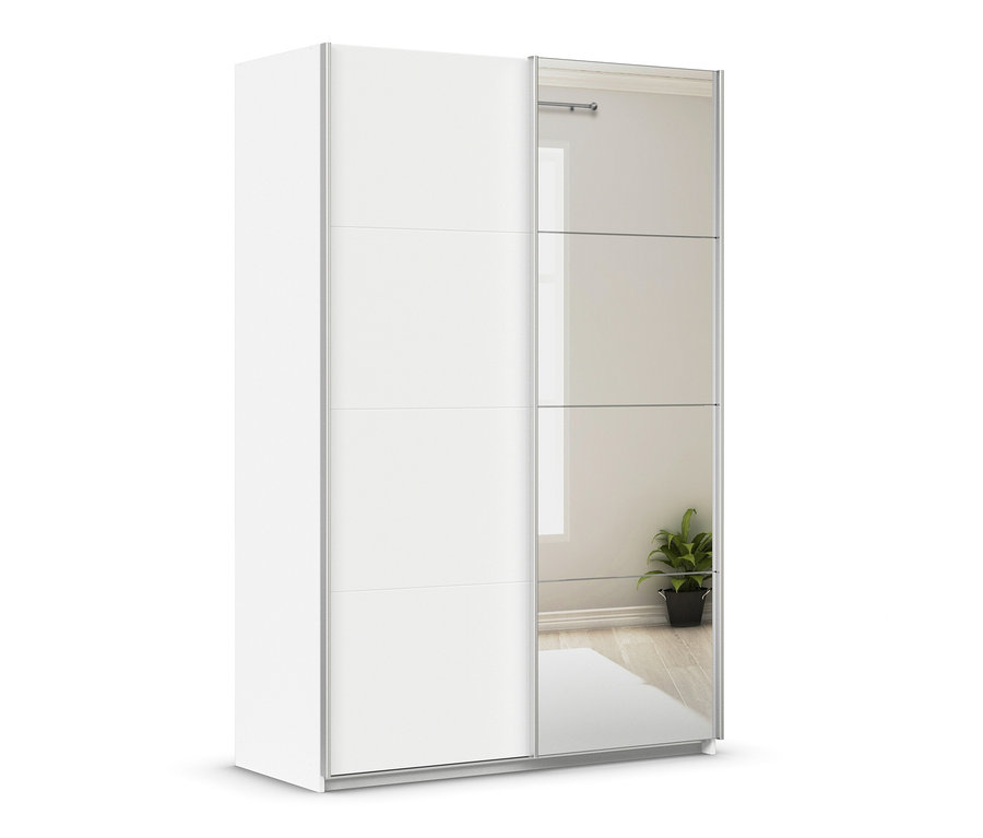 Weißer rauch Schwebetürenschrank »Quadra« mit Spiegel.