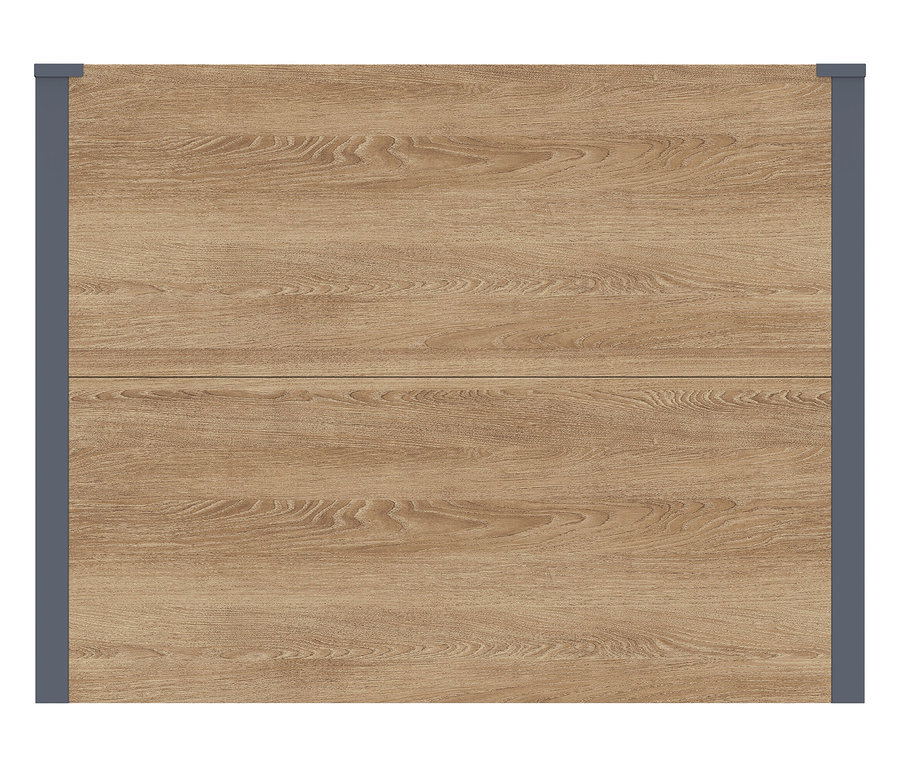 Nahaufnahme eines Pflanzkastens mit Einlegeboden in Holzoptik, Höhe ca. 77cm.