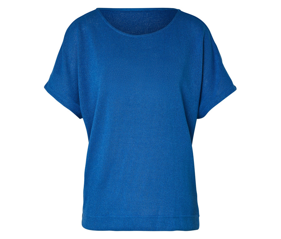 Blaues T-Shirt mit kurzen Ärmeln.