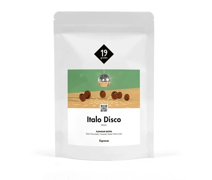 Weiße Tüte 19grams - Italo Disco Espresso - 250 g Ganze Bohne.