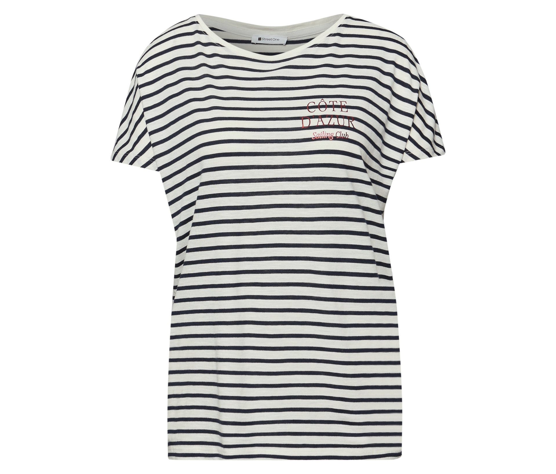 T-Shirt - Damen - Gr. 42 - weiß/gestreift - weiß