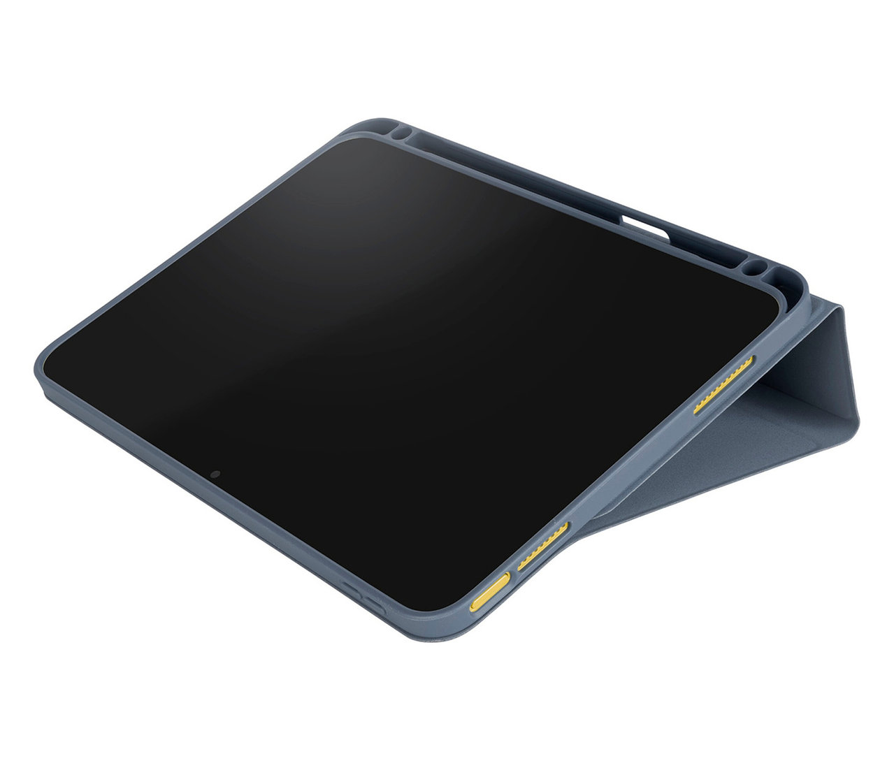 Blaues Tucano UP Tablethülle für Apple iPad 11, aufgestellt.