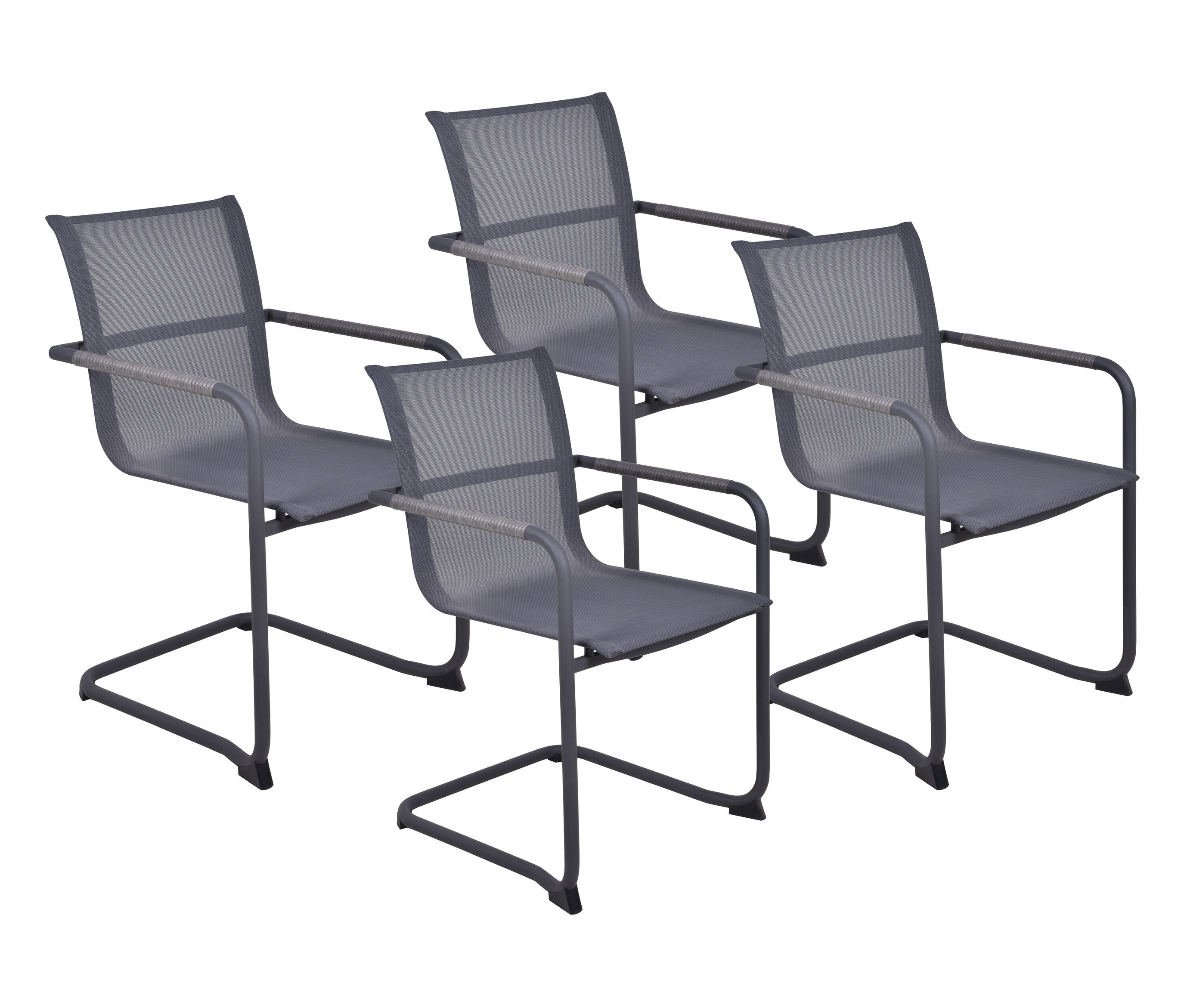 Tchibo - 4 Freischwinger »Kendra« - 57x59x89cm - anthrazit - - Edelstahl / Kunststoff