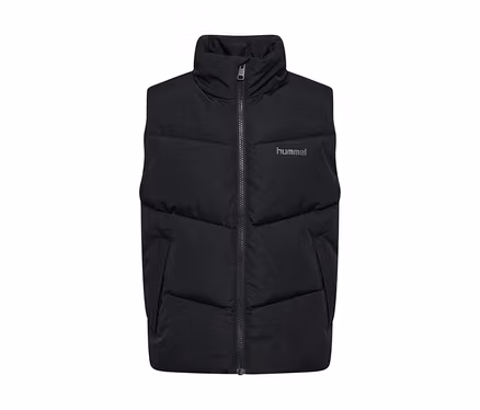 Schwarze hummel® »HMLJR Puffer Vest« Steppweste mit Stehkragen und Reißverschluss.