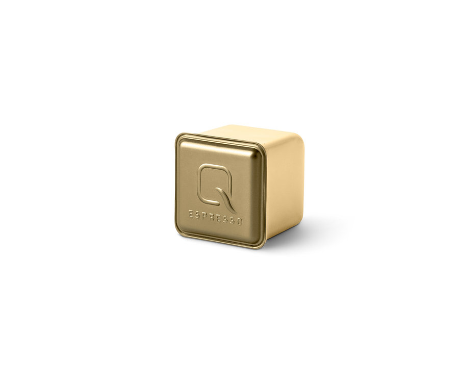 Goldene Qbo Flavoured Espresso Vanilla Kapsel Dose.