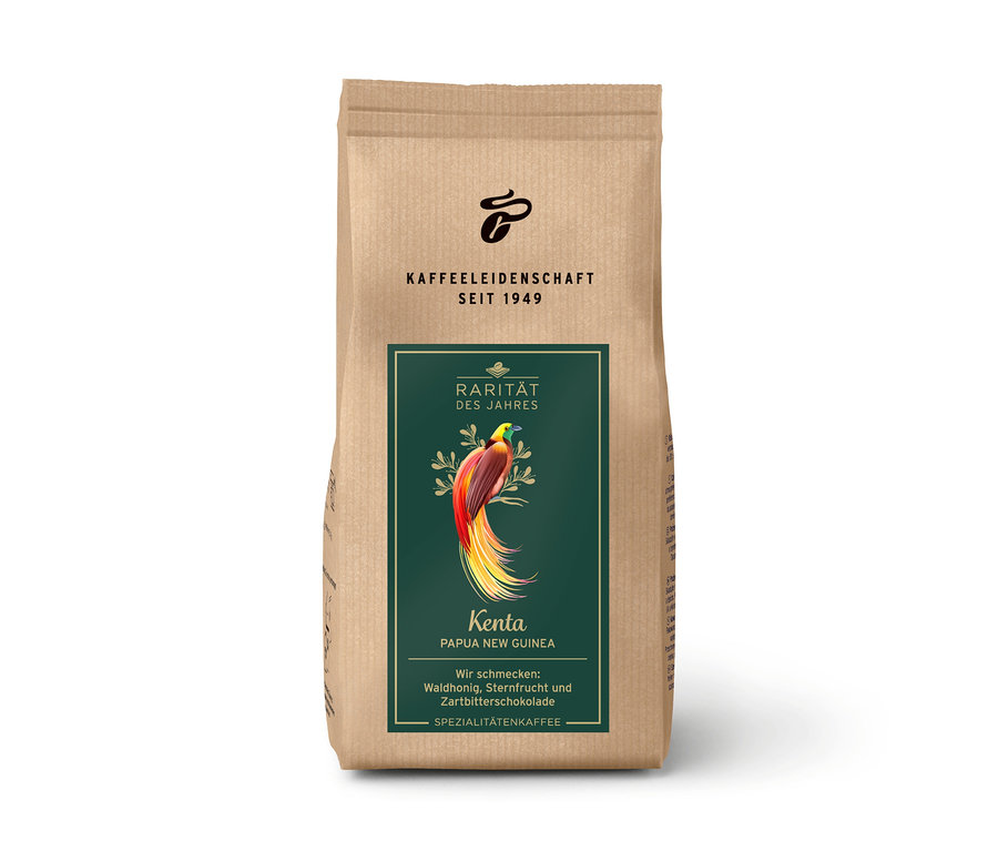 Eine Packung "Kenta Papua New Guinea" Spezialitätenkaffee der Marke "Kaffeeleidenschaft".