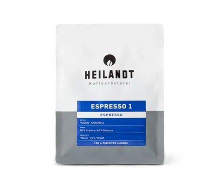 Eine Packung Heilandt - Espresso 1 - 250 g Ganze Bohne.